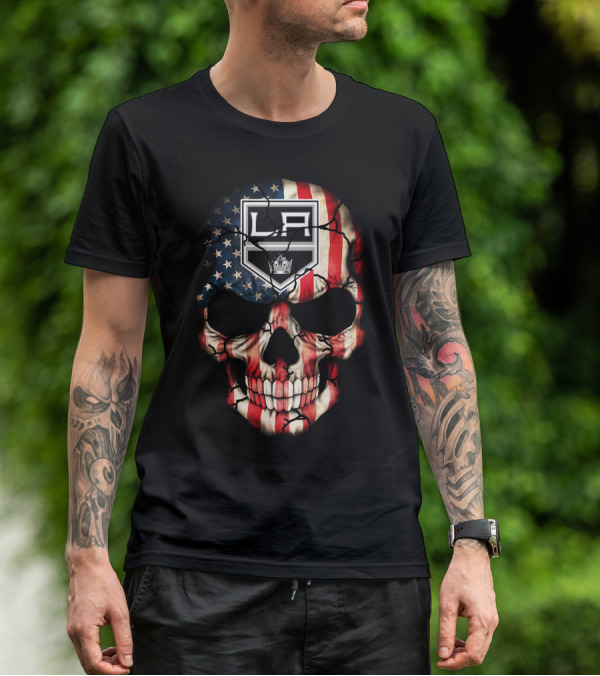 La Kings American Flag Skull Design 173 T-Shirt