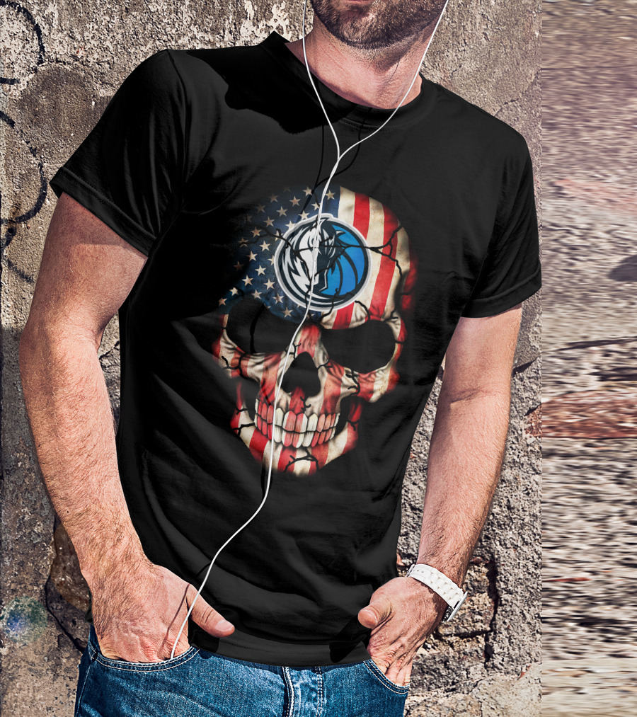 Dallas Mavericks American Flag Skull T-Shirt