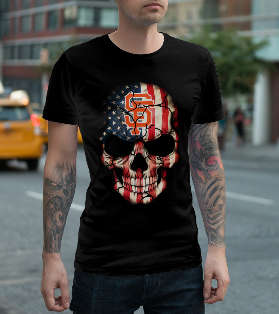 San Francisco Giants American Flag Skull T-Shirt