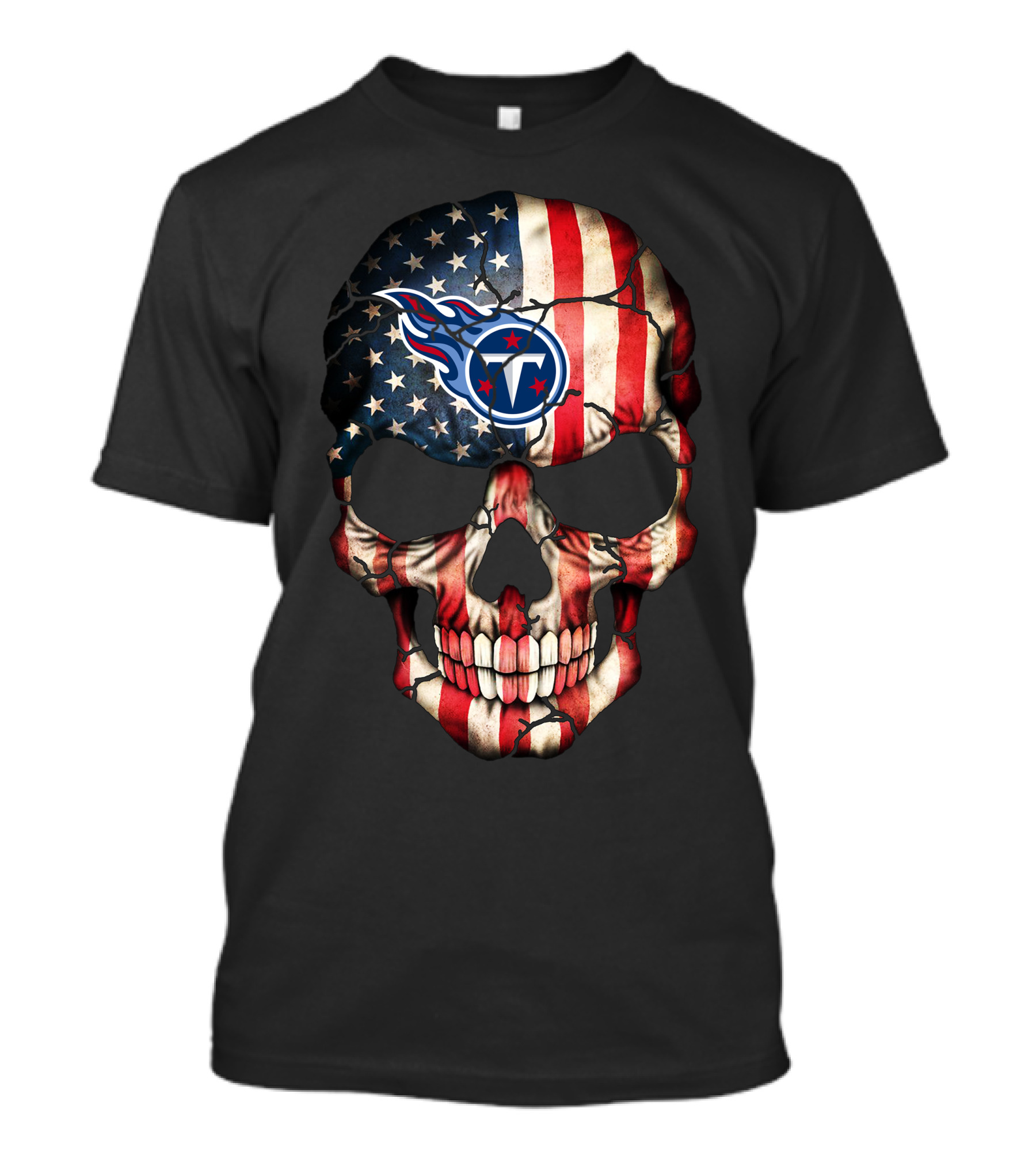 Tennessee Titans American Flag Skull 243 T-Shirt