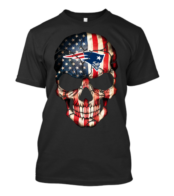 New England Patriots American Flag Skull 252 T-Shirt