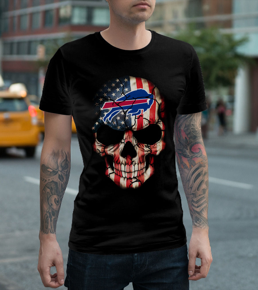 Buffalo Bills American Flag Skull 270 T-Shirt