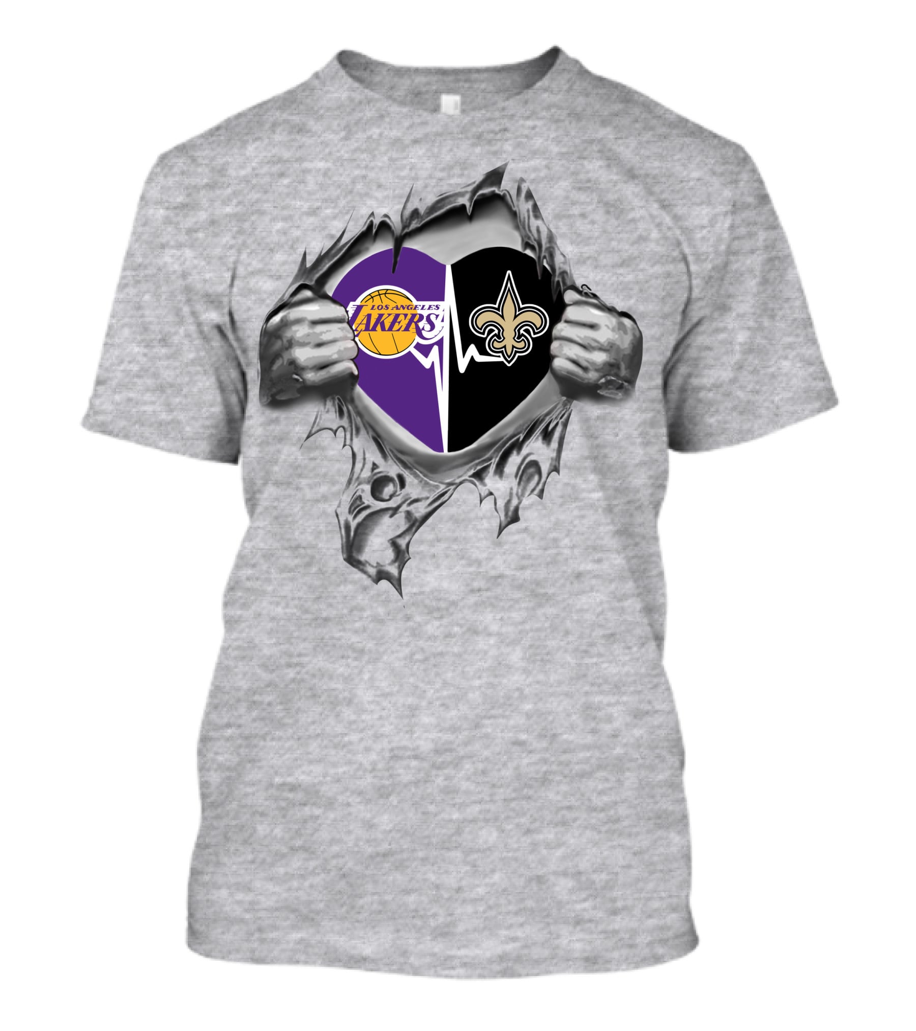 Los Angeles Lakers New Orleans Saints Heartbeat Passion T-Shirt