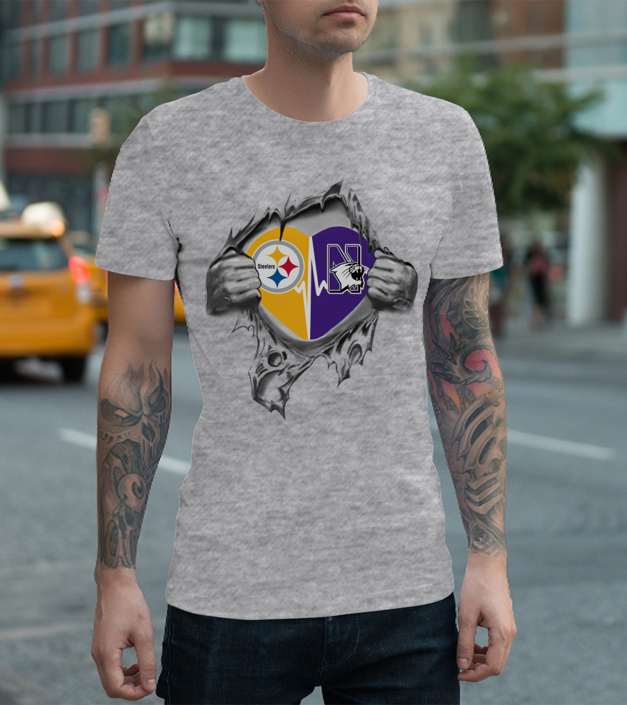 Steelers Northwestern Wildcats Heartbeat Passion T-Shirt