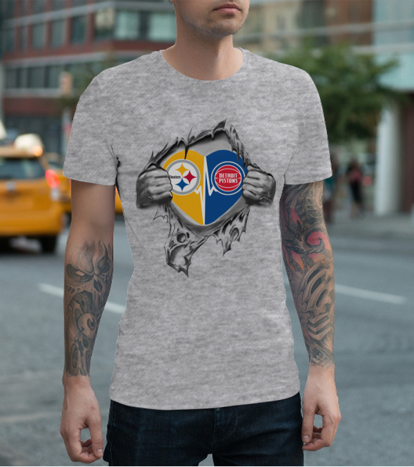 Steelers Detroit Pistons Heartbeat Loyalty T-Shirt