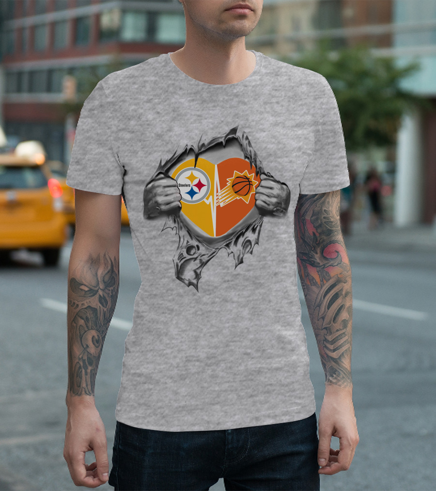 Steelers Phoenix Suns Heart Inside Rip T-Shirt