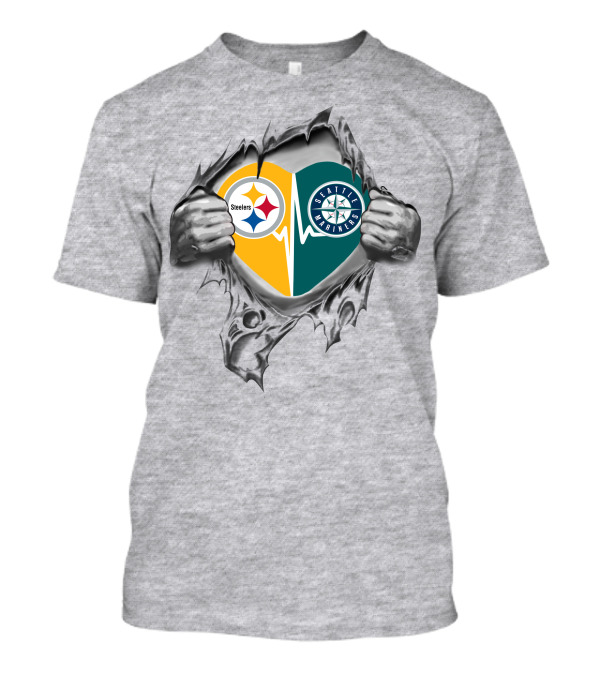 Steelers Seattle Mariners Heartbeat Loyalty Fusion T-Shirt