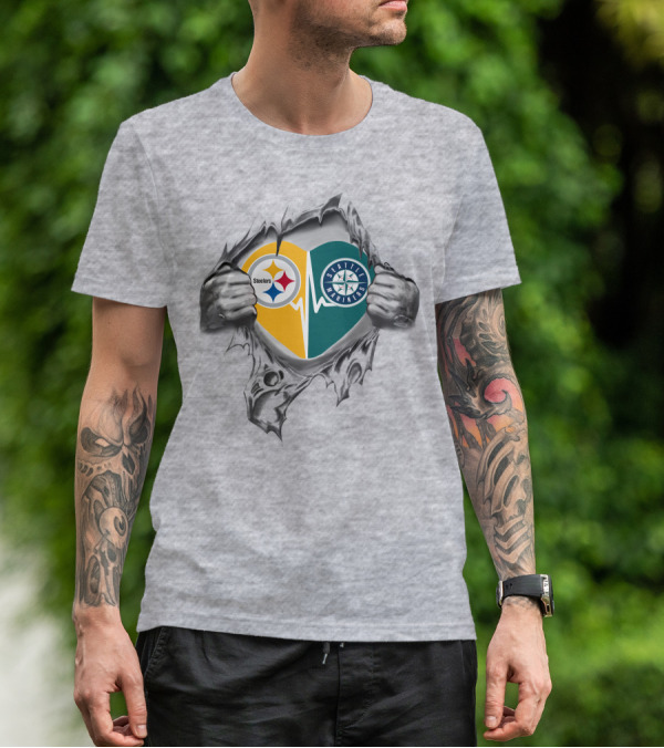 Steelers Seattle Mariners Heartbeat Loyalty Fusion T-Shirt