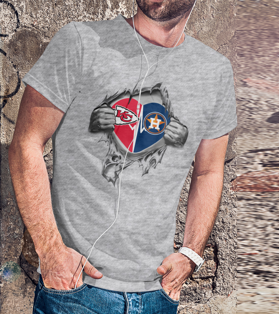 Chiefs Houston Astros Heart Torn Flesh T-Shirt