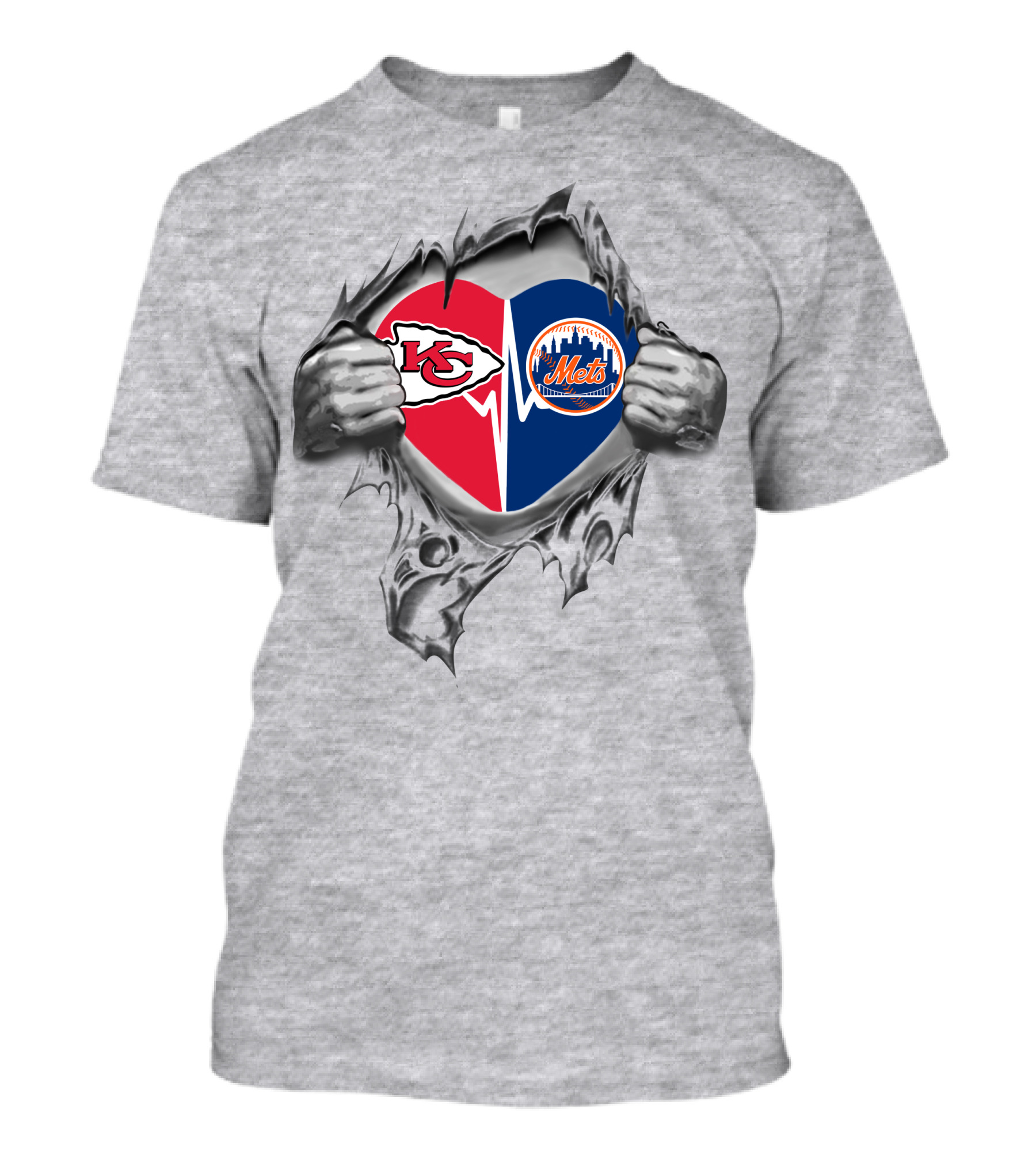 Chiefs New York Mets Heart Logo Fusion T-Shirt