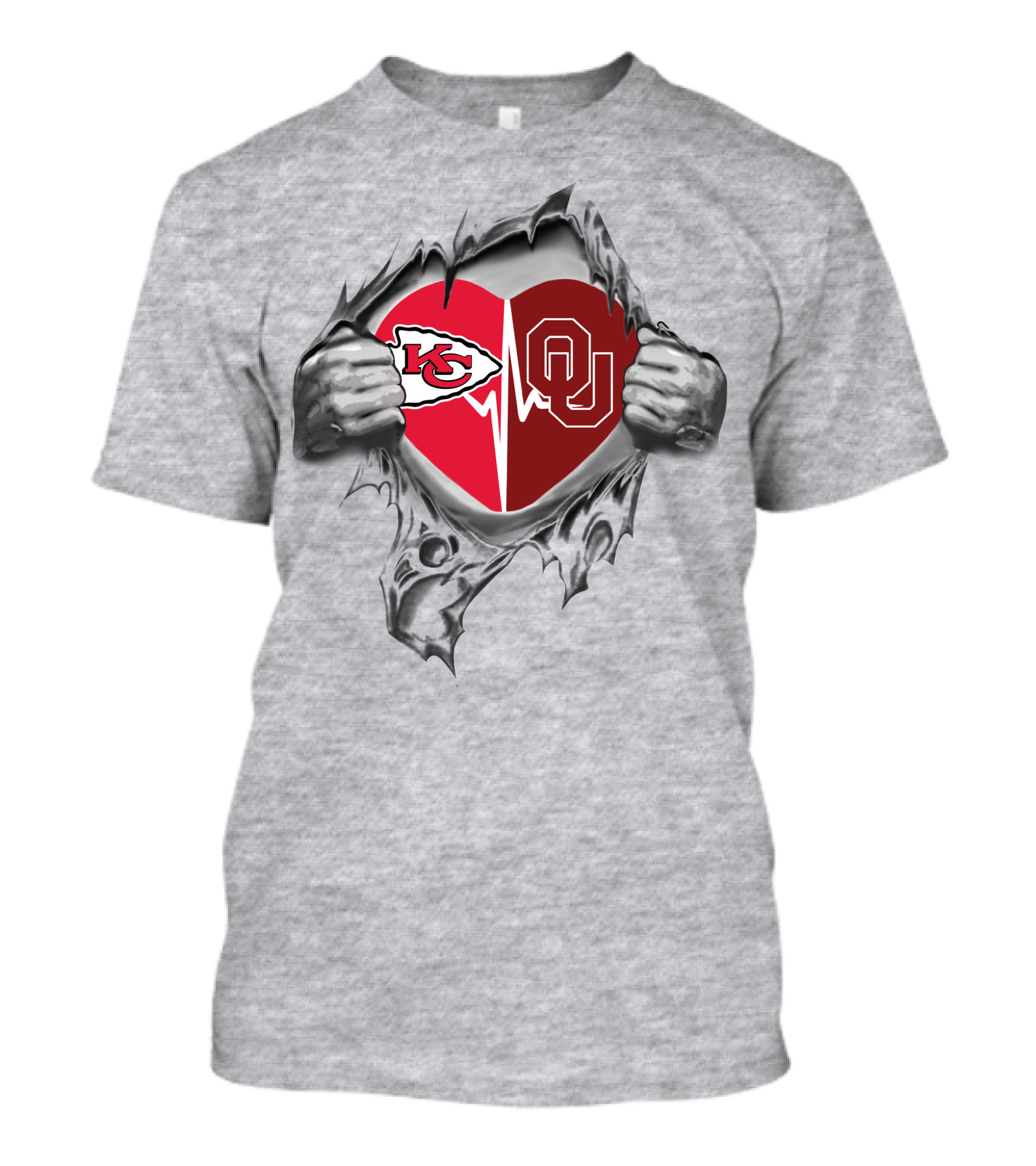 Kansas City Chiefs Oklahoma Sooners Heart T-Shirt