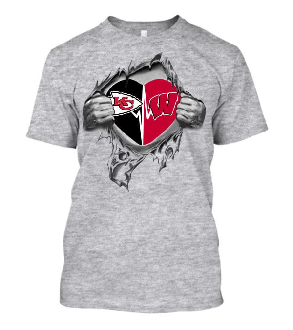 Chiefs Wisconsin Badgers Heart Held In Hands T-Shirt