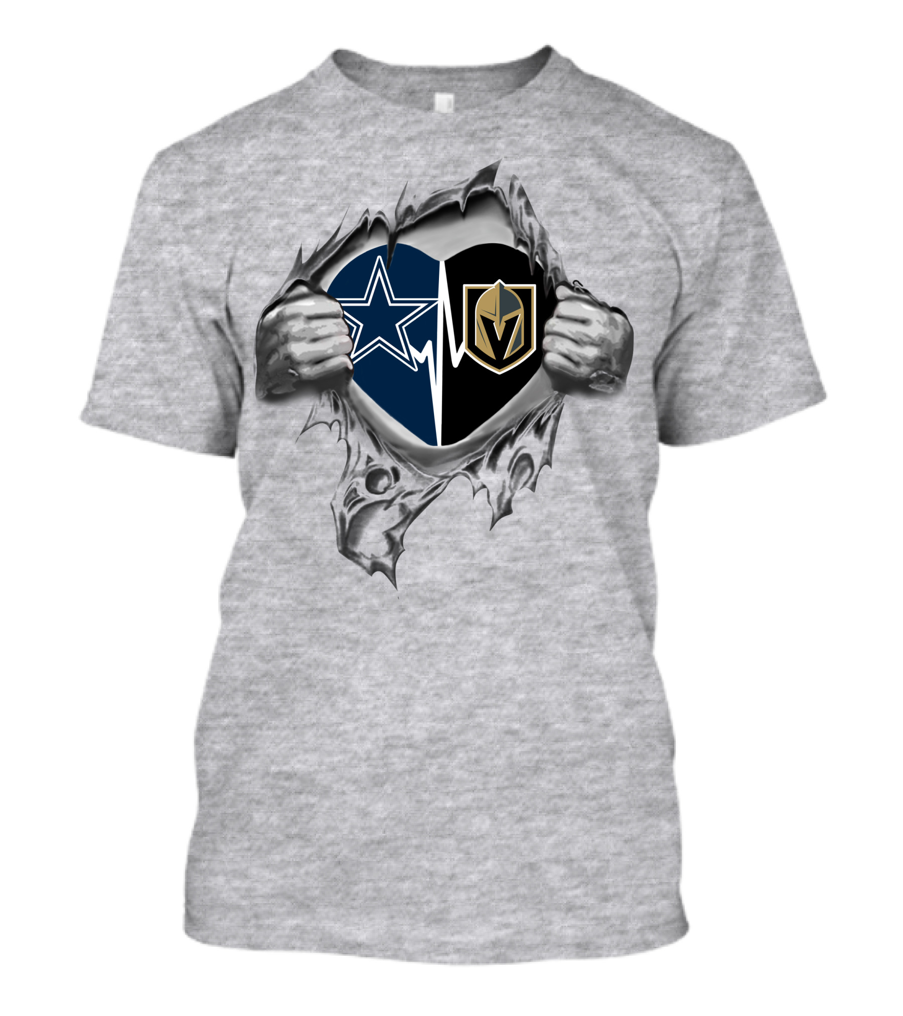 Cowboys Vegas Golden Knights Heartbeat Fusion T-Shirt