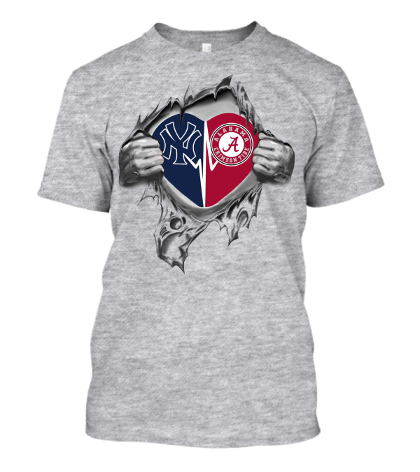 Yankees Alabama Crimson Tide Heart On T-Shirt