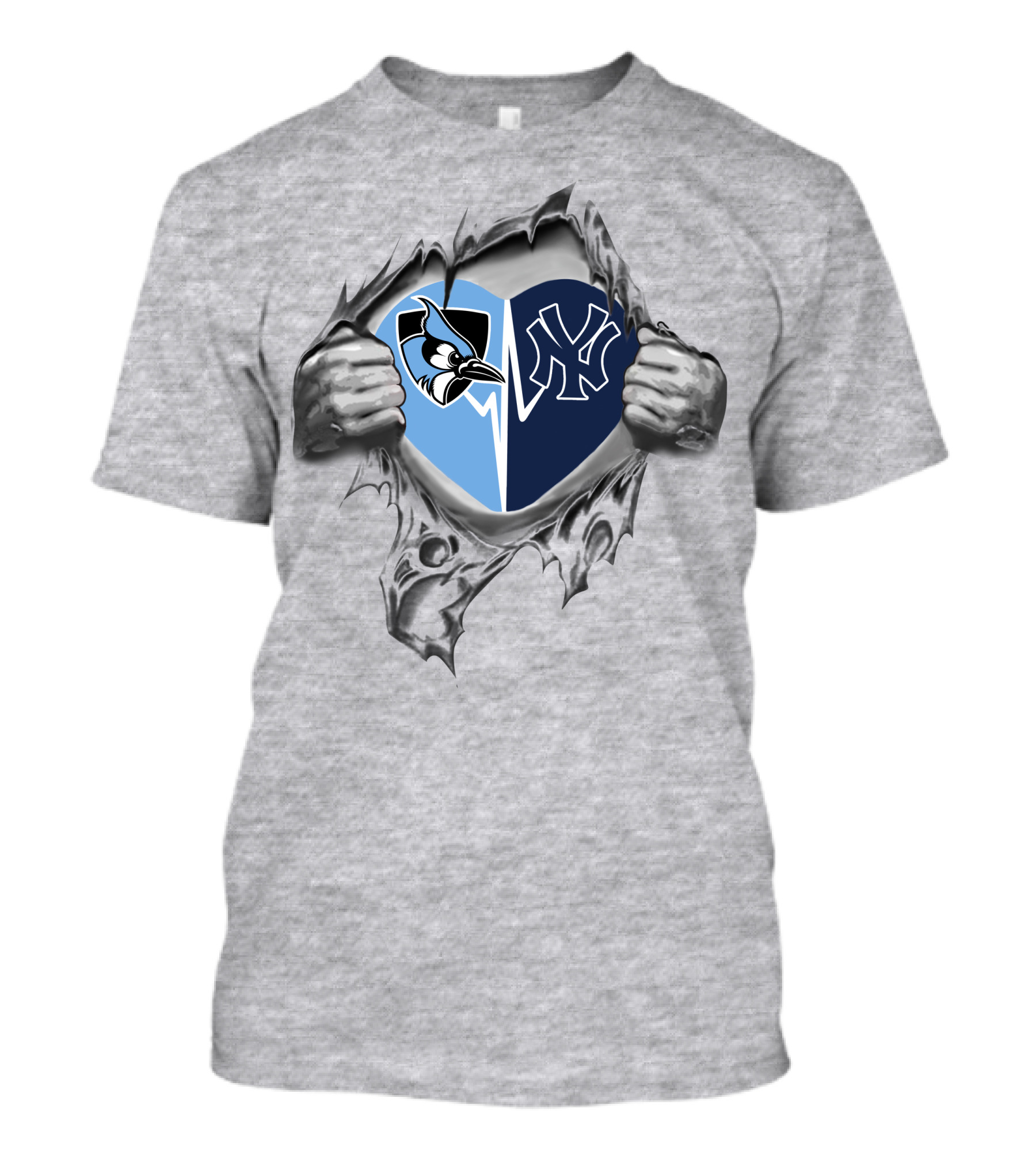 Yankees John Hopkins Heart Blue Jay Ny Logos T-Shirt