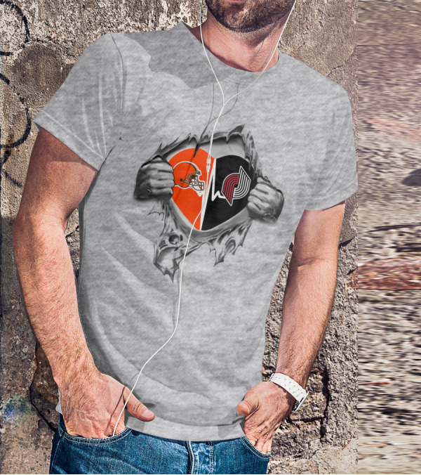 Cleveland Browns Portland Trail Blazers Heart T-Shirt