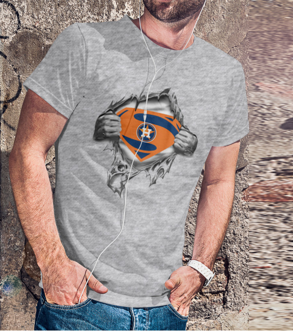 Astros Superman Logo Hidden Under Ripped T-Shirt