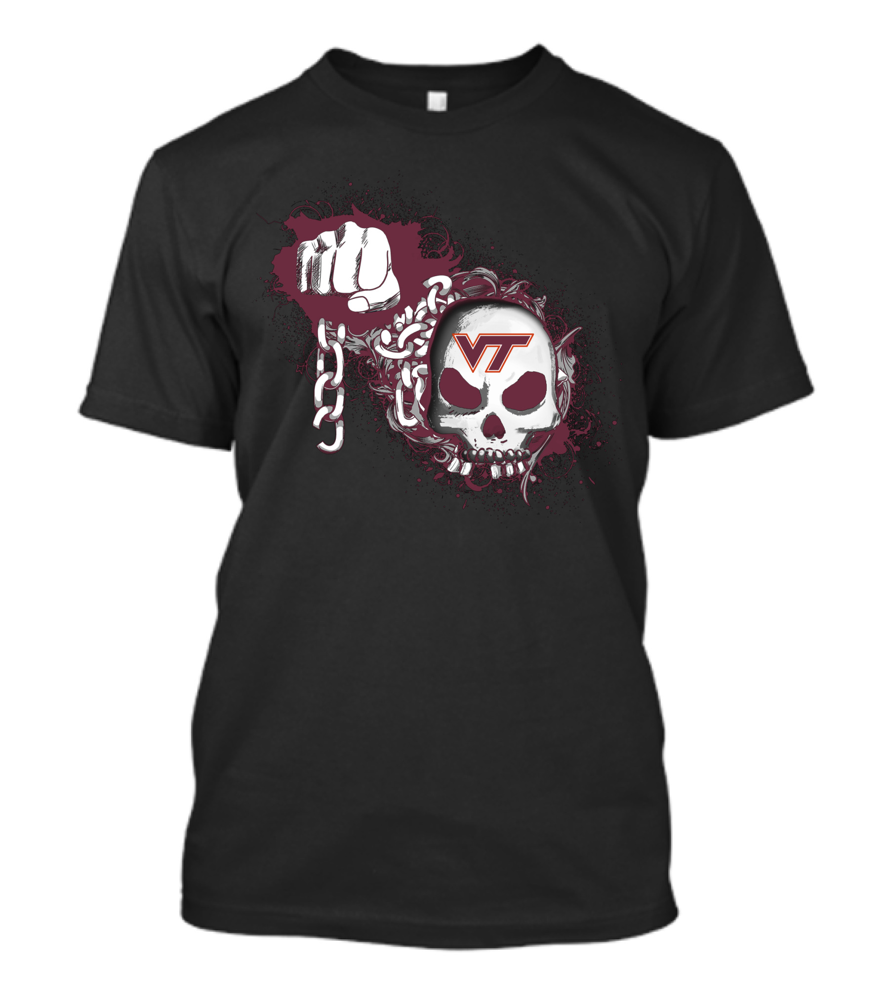 Virginia Tech Hokies Vt Skull And Chain T-Shirt