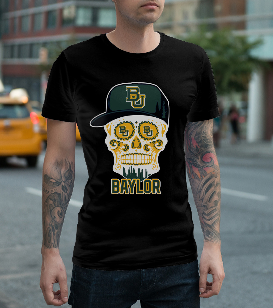 Baylor Bears Skull Bu Hat Retro T-Shirt