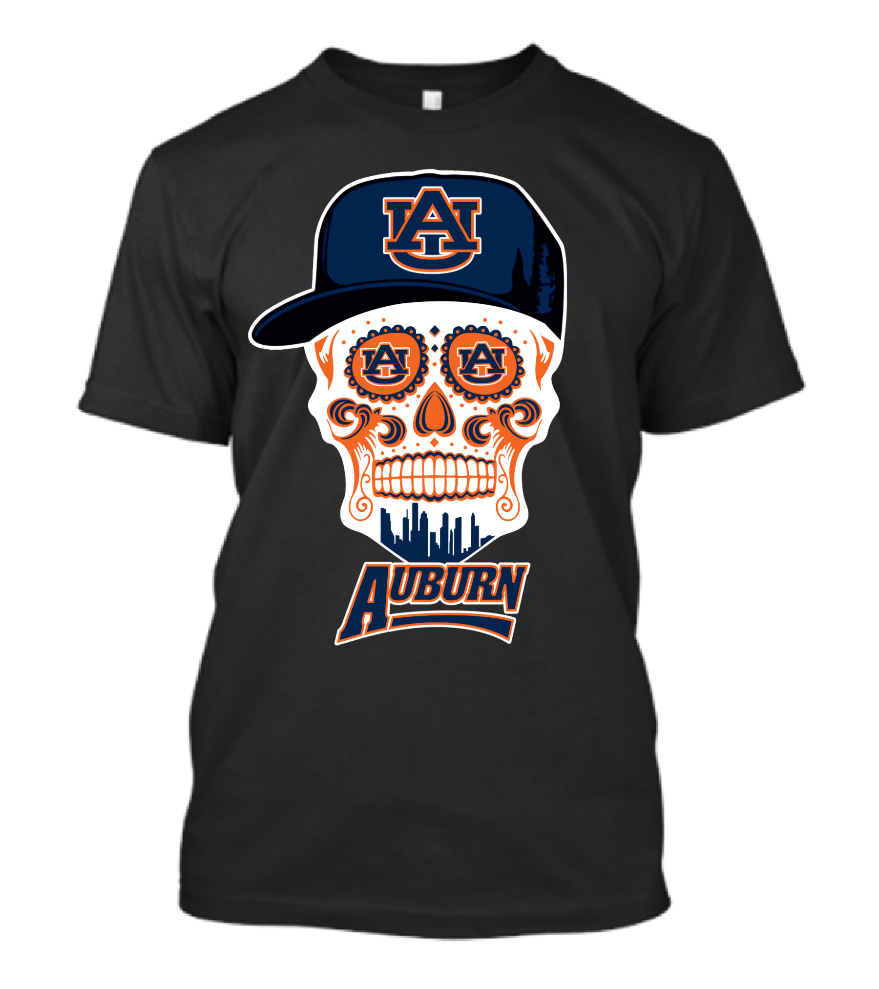 Auburn Tigers Skull With Cap T-Shirt