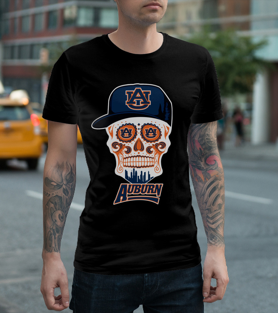 Auburn Tigers Skull With Cap T-Shirt