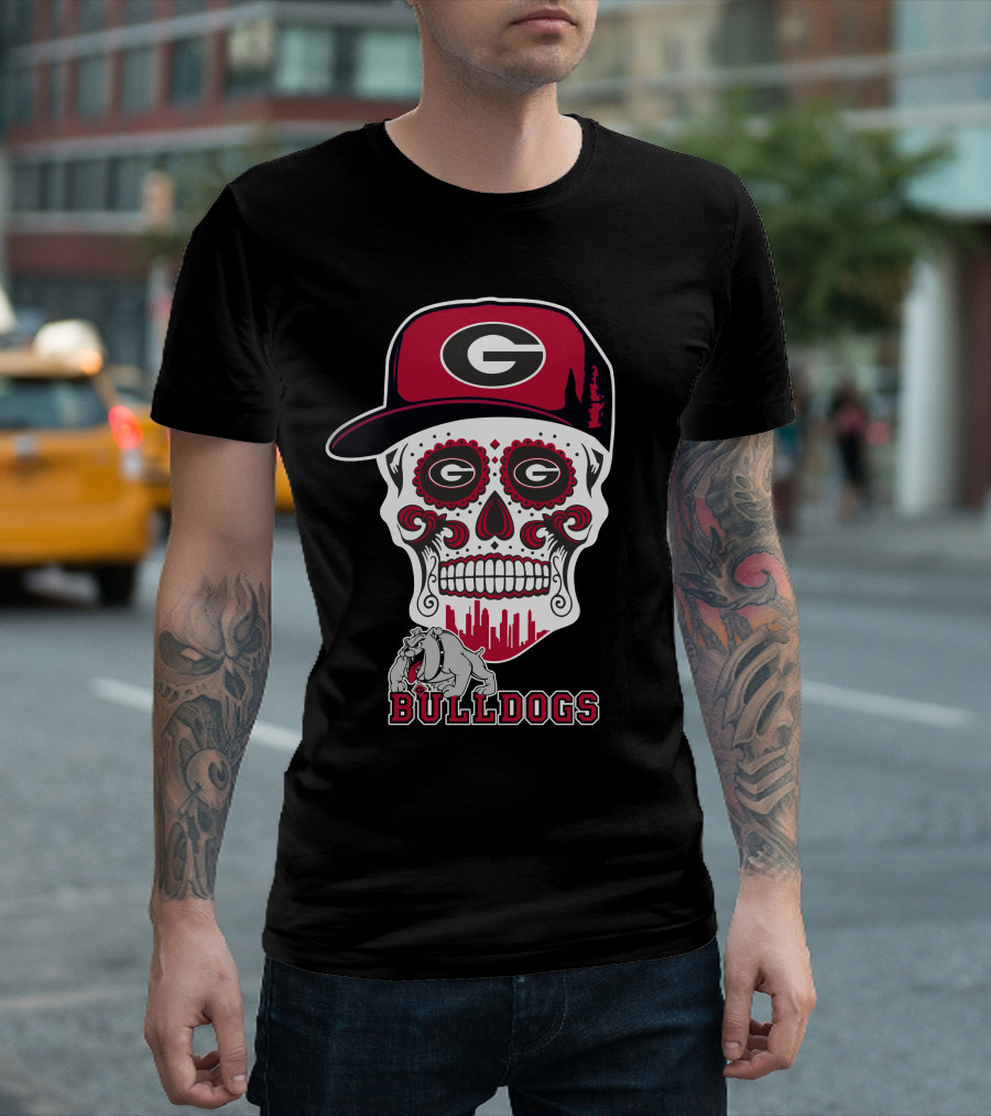 Georgia Bulldogs Skull Cap Funny Bulldogs T-Shirt