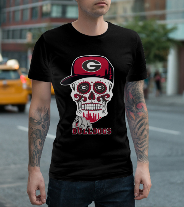 Georgia Bulldogs Skull Cap Funny Bulldogs T-Shirt