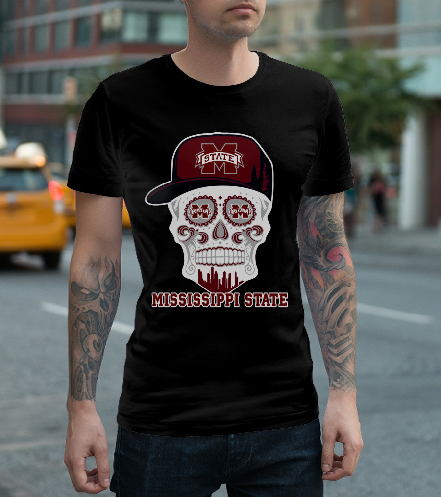 Mississippi State Bulldogs Skull With Hat 93 T-Shirt