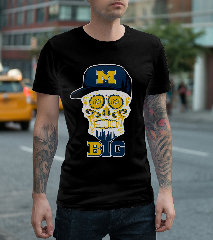 Michigan Wolverines Big Ten Skull Cap T-Shirt