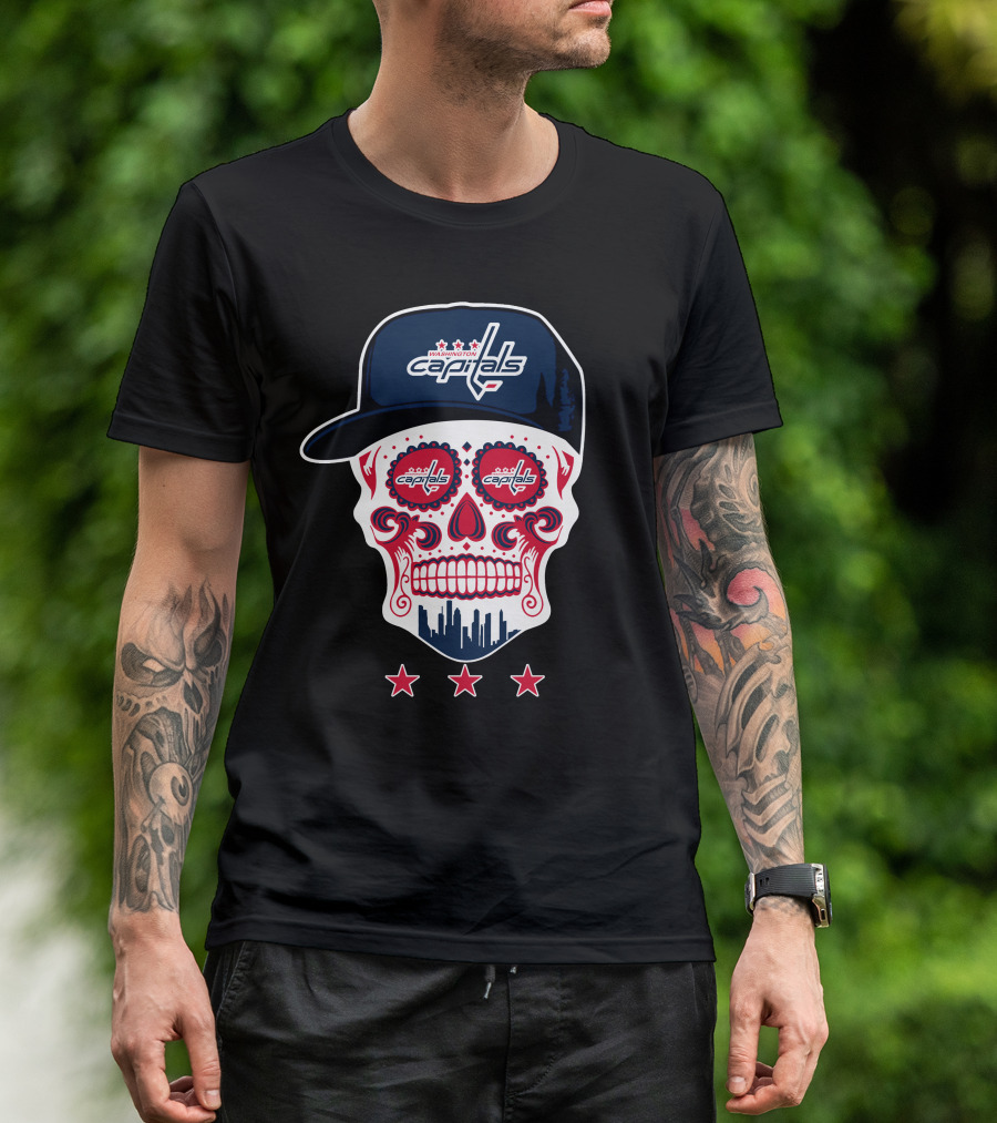 Washington Capitals Skull Design Playful Hockey Team T-Shirt