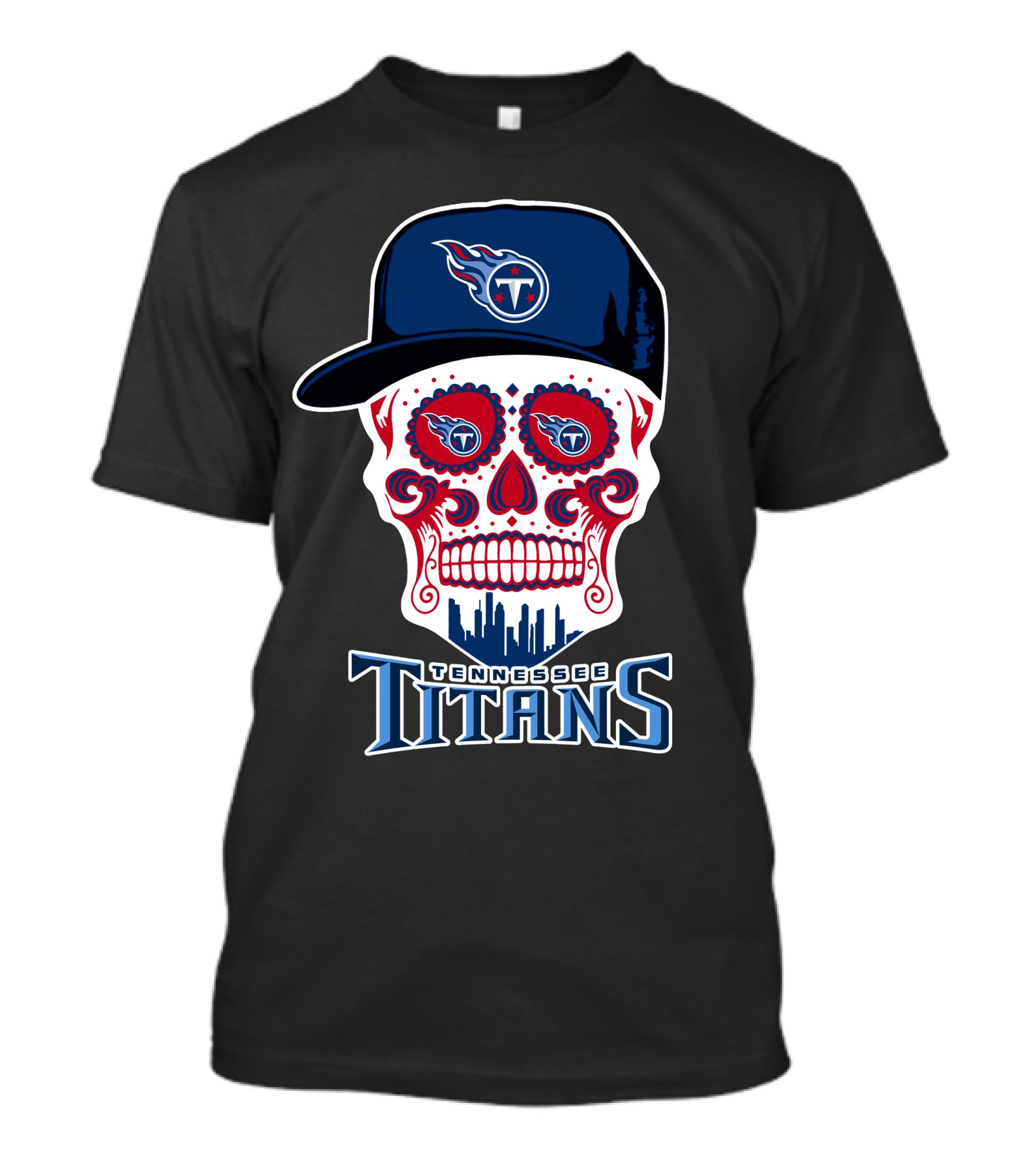 Tennessee Titans Skull Design Football Theme T-Shirt