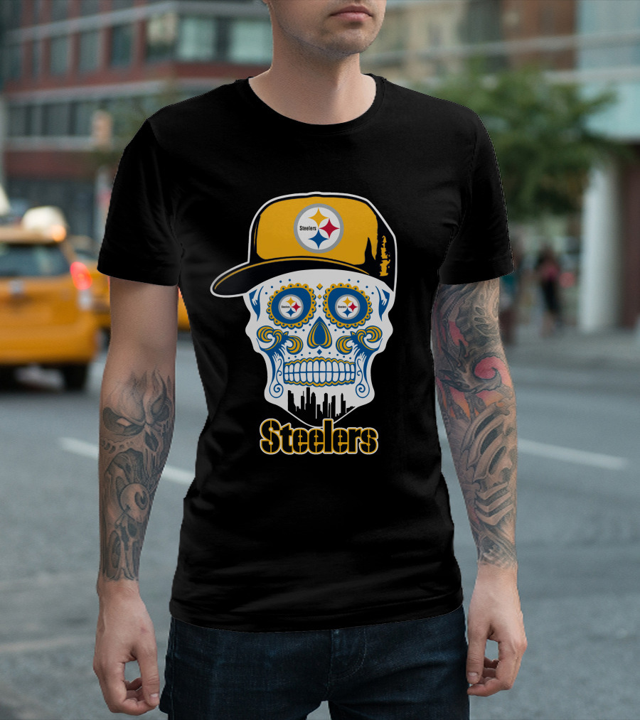 Pittsburgh Steelers Skull City Skyline Snapback T-Shirt