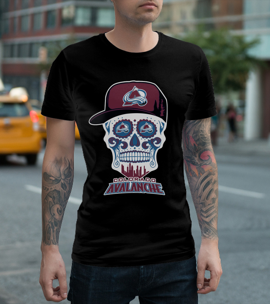 Colorado Avalanche Sugar Skull With Hat T-Shirt