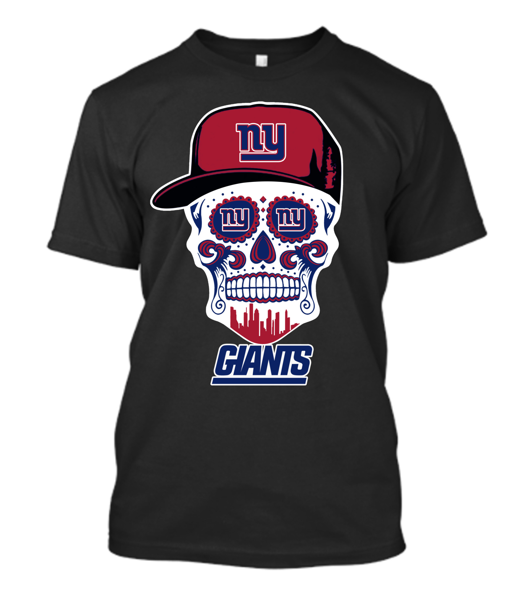 New York Giants Skull Cap City Silhouette Funny T-Shirt