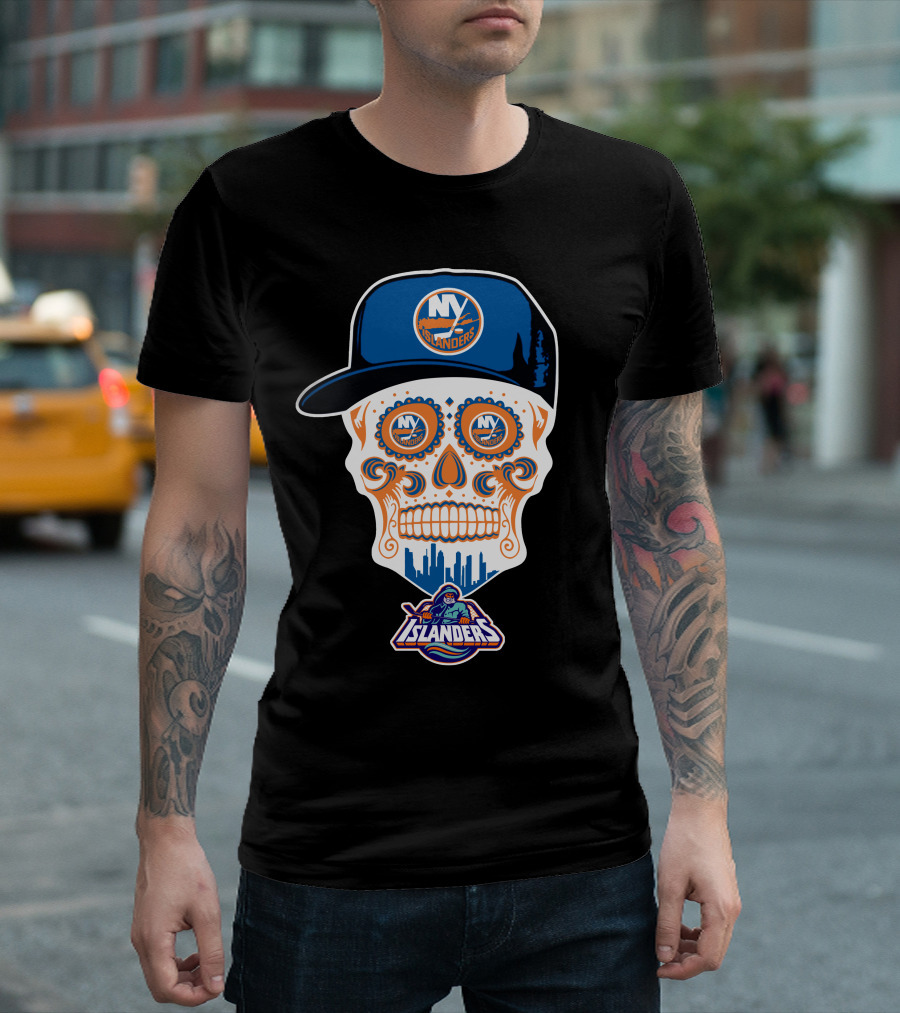 New York Islanders Skull With Cap T-Shirt