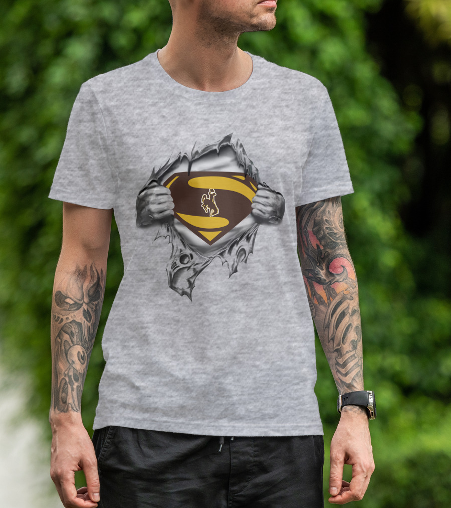 Wyoming Cowboys Superman Logo Rip T-Shirt