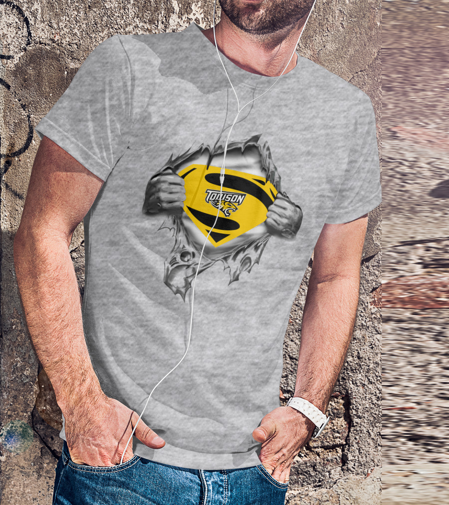 Towson Tigers Superman Logo Rip T-Shirt