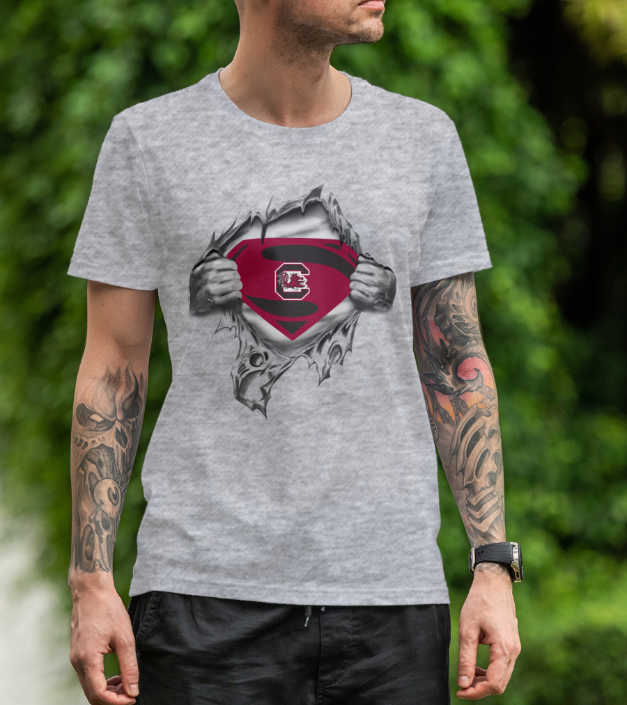 South Carolina Gamecocks Superman Shield Emblem Burst T-Shirt
