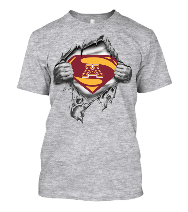 Minnesota Golden Gophers Superman Logo With Hands Torn Reveal T-Shirt