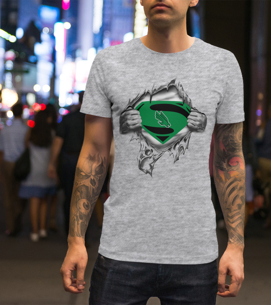 North Texas Mean Green Superman Logo Eagle T-Shirt