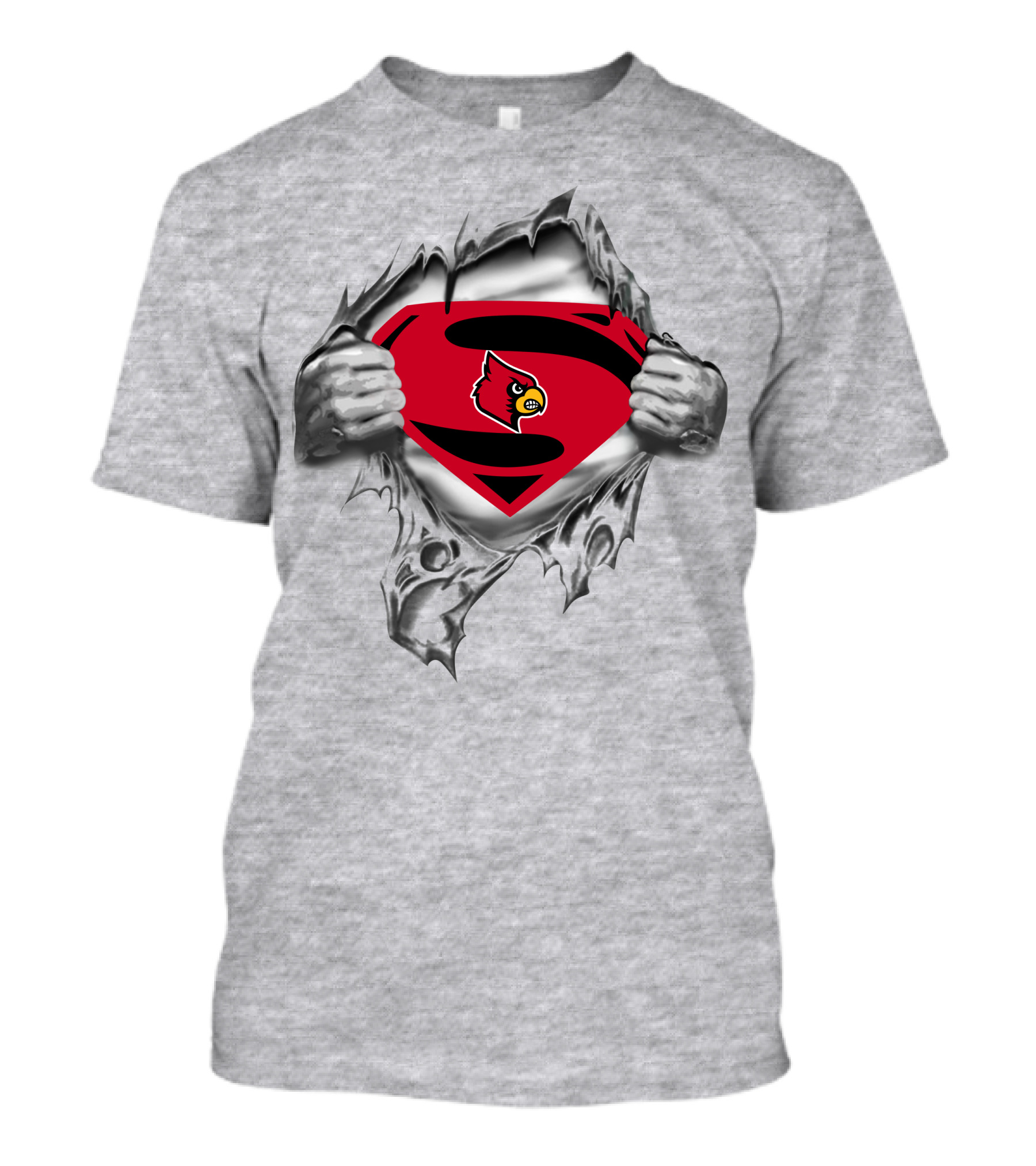 Louisville Cardinals Superman Logo Chest Rip 266 T-Shirt