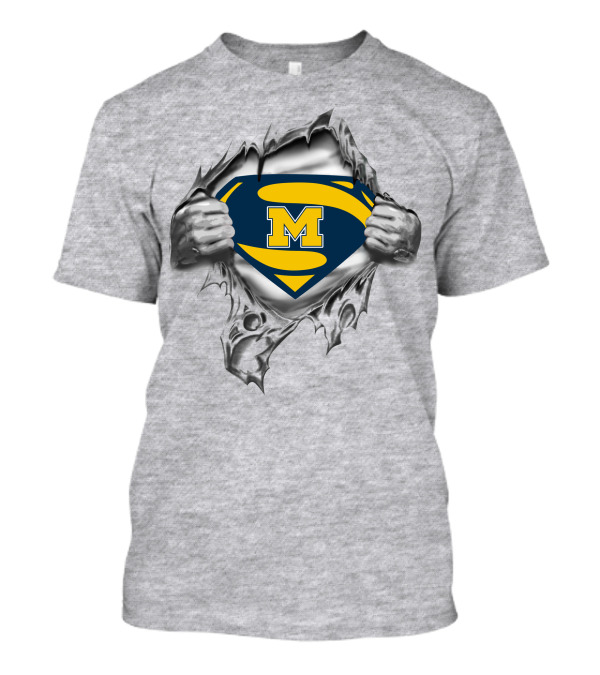 Michigan Wolverines Superman Logo Rip 250 T-Shirt
