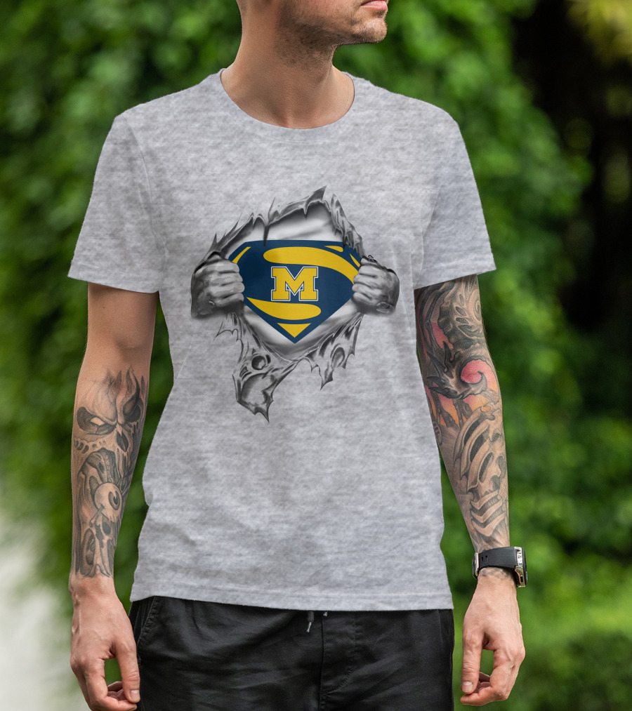 Michigan Wolverines Superman Logo Rip 250 T-Shirt