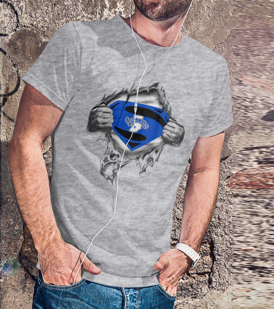 Sycamores Superman Rip Indiana State 236 T-Shirt