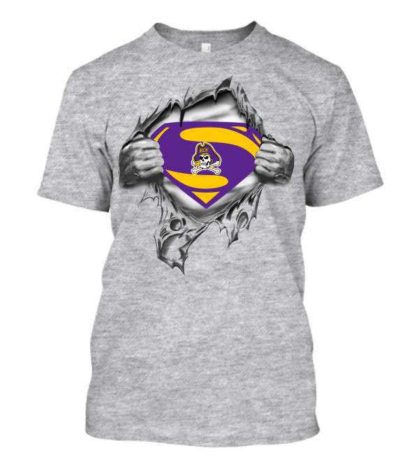Ecu Pirates Superman Logo Burst Rugby Superhero Symbol T-Shirt