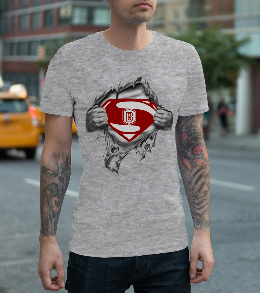 Bradley Braves Superman Logo With Torn Shirt Effect T-Shirt