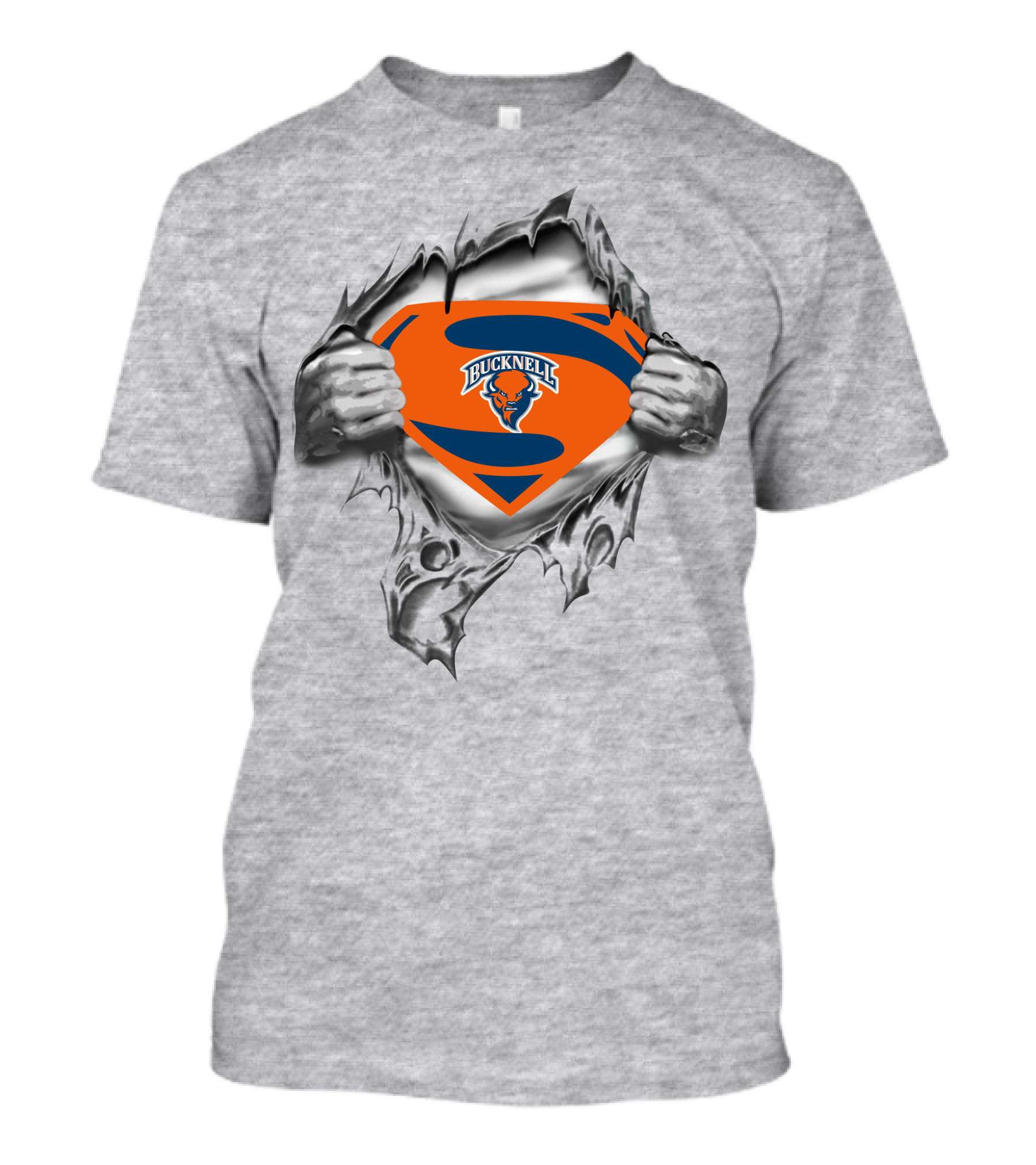 Bucknell Bison Superman Logo 196 Silver Hands Tearing T-Shirt
