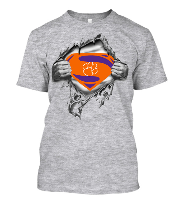 Clemson Tigers Superman Rip Style T-Shirt