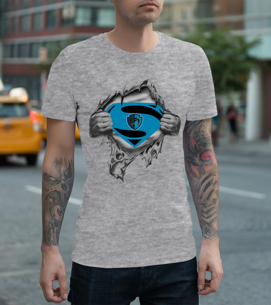 Tampa Bay Mutiny Superman Emblem With Ripped Silver Hands T-Shirt