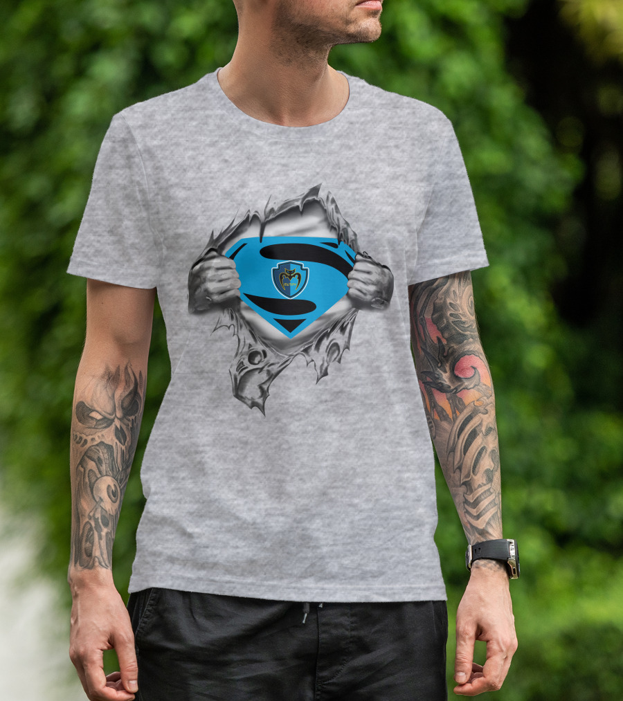Tampa Bay Mutiny Superman Emblem With Ripped Silver Hands T-Shirt
